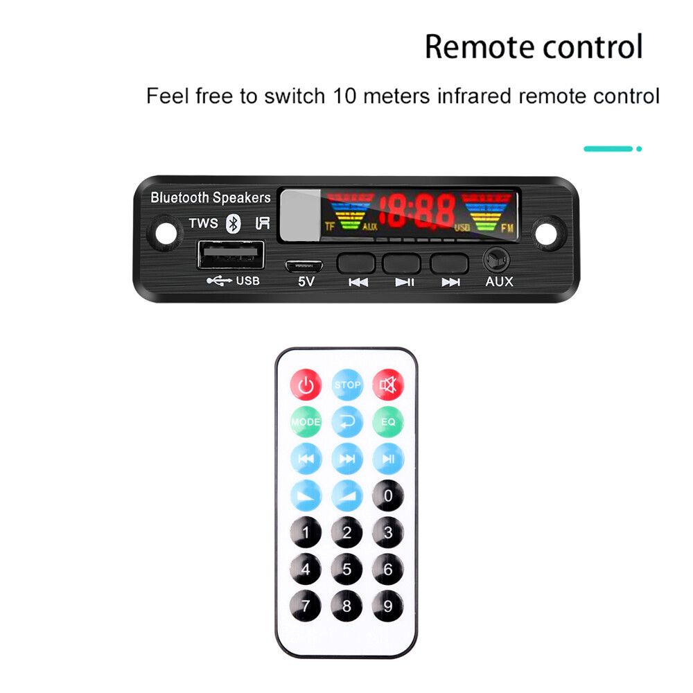 Aitemay Bluetooth 5.0 Audio Decoding Module Color Screen 5V MP3 WMA WAV USB AUX TF FM Wireless Audio Decoder Board