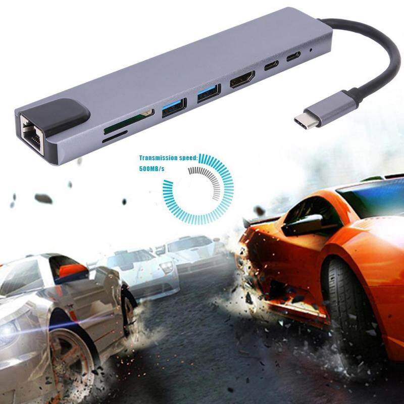 8 in 1 TYPE-C HUB Gigabit LAN Docking Station USB C Adapter for Notebook