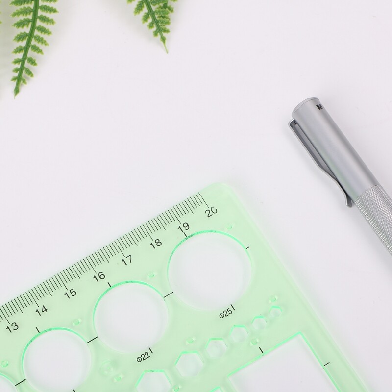 Geometric Plastic Circles Squares Hexagons Triangle Template Ruler Drawing Tool