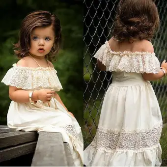 off shoulder gown for baby girl