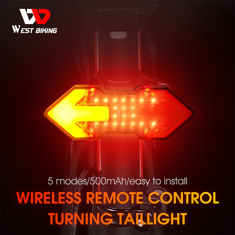 WEST BIKING Waterproof Bike Light USB Rechargeable Bicycle Turn Signal Light Bike Rear LED Lamp Warning Taillight Lamp Cycling Riding Equipment