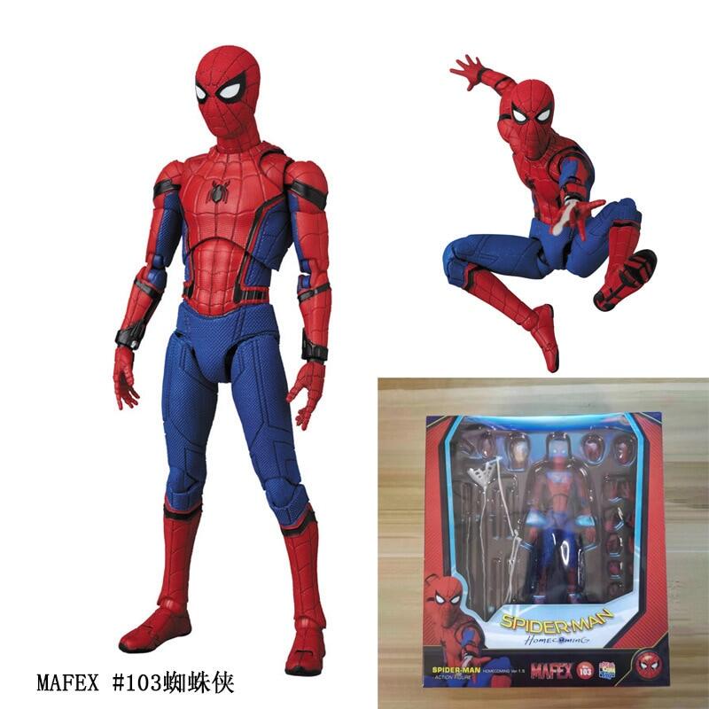 Mafex 103 Marvel Spider-Man BJD Spiderman Homecoming Tom Holland Figure Model Toys For Kids 15Cm