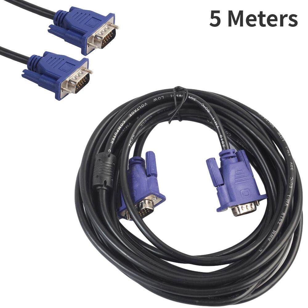 5 Meter Kabel VGA Male To Male Kabel Monitor Kabel Adaptor Video dengan Ferrite Core untuk PC Komputer HDTV Tampilan Proyektor