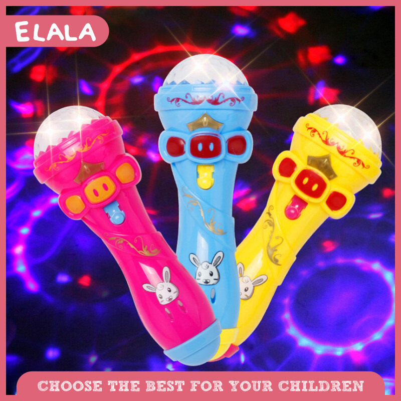 【ELALA】Gypsophila Flashing Microphone Star Light Stick Luminous Projection Microphone Children's Toy Gift