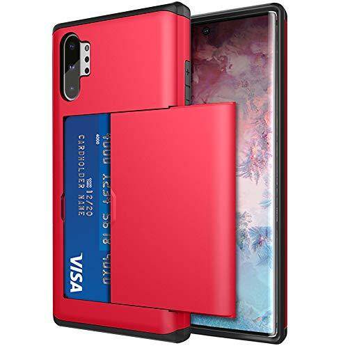 Galaxy Note 10 Plus Case Sliding Credit Card ID Slot Holder Wallet Case Dual Layer Hybrid Soft TPU Hard PC Shockproof Protective Armor Case Cover for Samsung Galaxy Note 10 +/5G