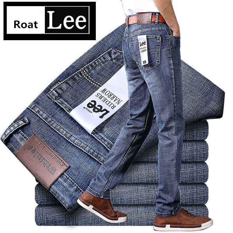 OMH508 Genuine autumn and winter thick stretch pants men's straight loose jeans men's business casual pants youth simple