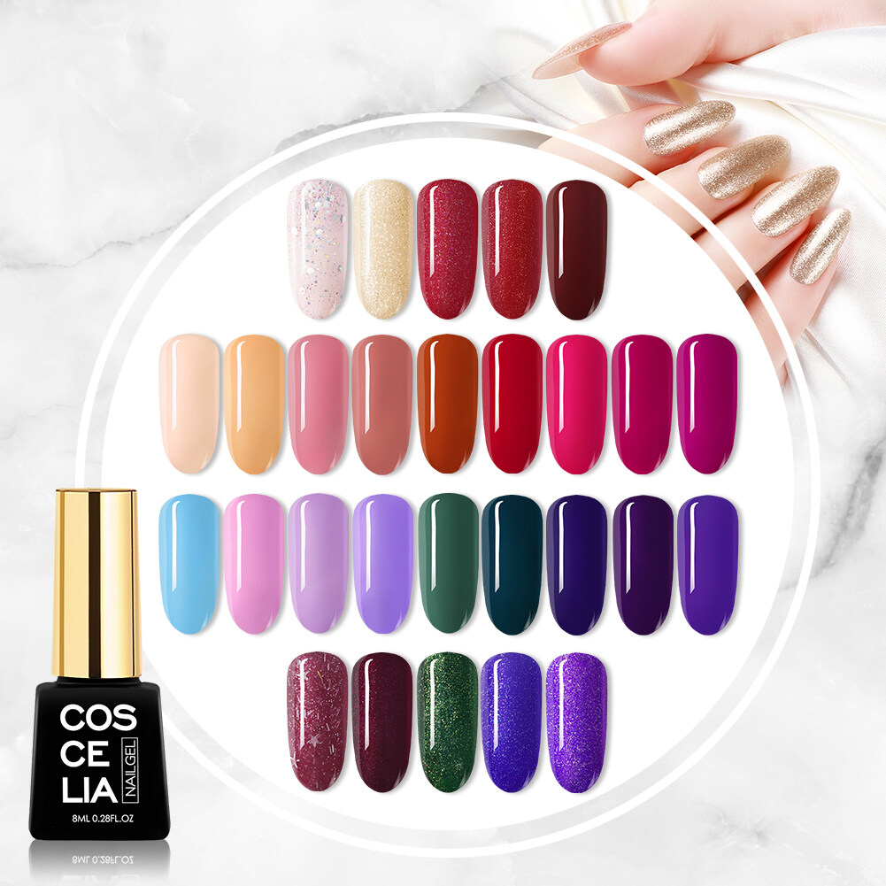 COSCELIA Gel Polish Kit AllinOne 6 Colors Gel Nail Set with Pink