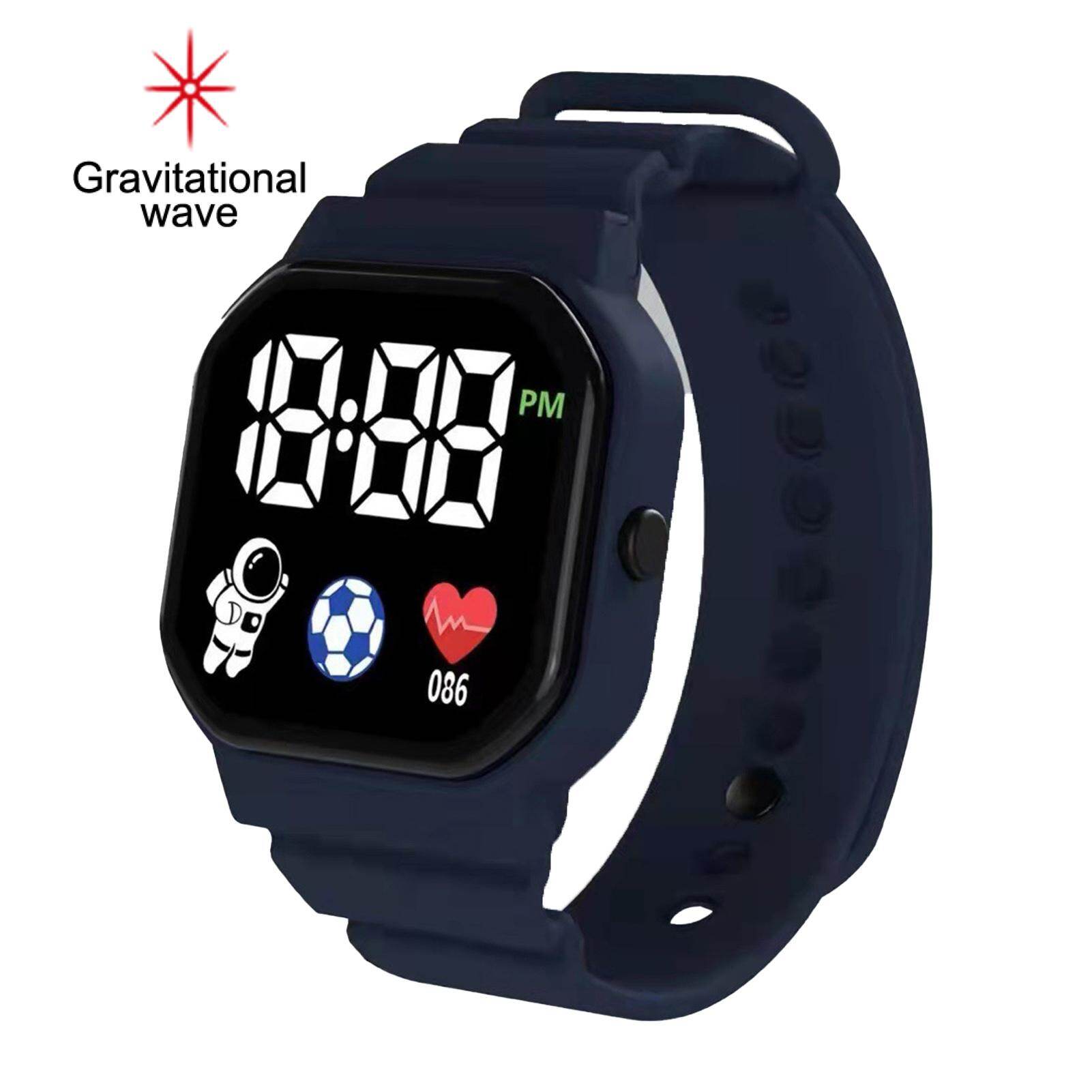 Gravitational wave C3-12 Electronic Watch Luminous Life Waterproof Square Dial LED Spaceman Sports Men Women Digital Watch for Student Electronic Watch Adjustable