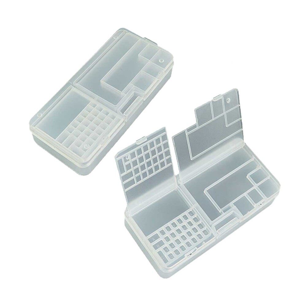 2Pcs Transparent Rectangle Plastic Storage Box Screw Holder Case Organizer Container Tool Box