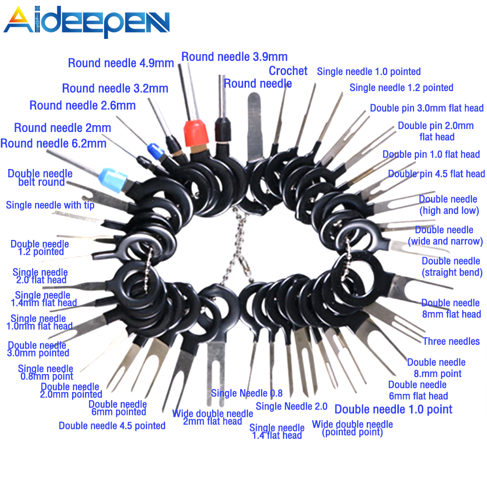 Aideepen Terminal Removal Tool Kit Terminal Ejector Kit for Car Pin Wire Connector Puller Repair Key Removal Tools