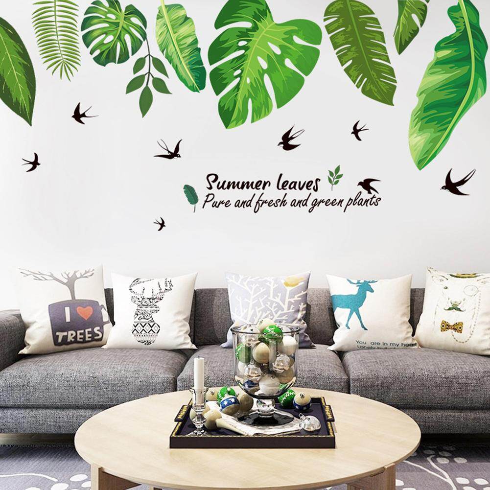 Green Summer Leaves Removable Self Adhesive Decal Wall Art Sticker Home Decor