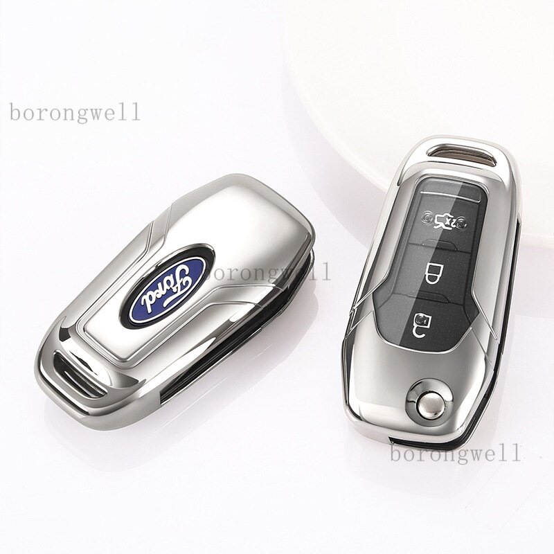 (borongwell)Soft Tpu Car Key Case For Ford F-150 F-250 F-350 Explorer Ranger Ka Fiesta Mondeo Cover Keyless Remote Fob Shell Skin Holder