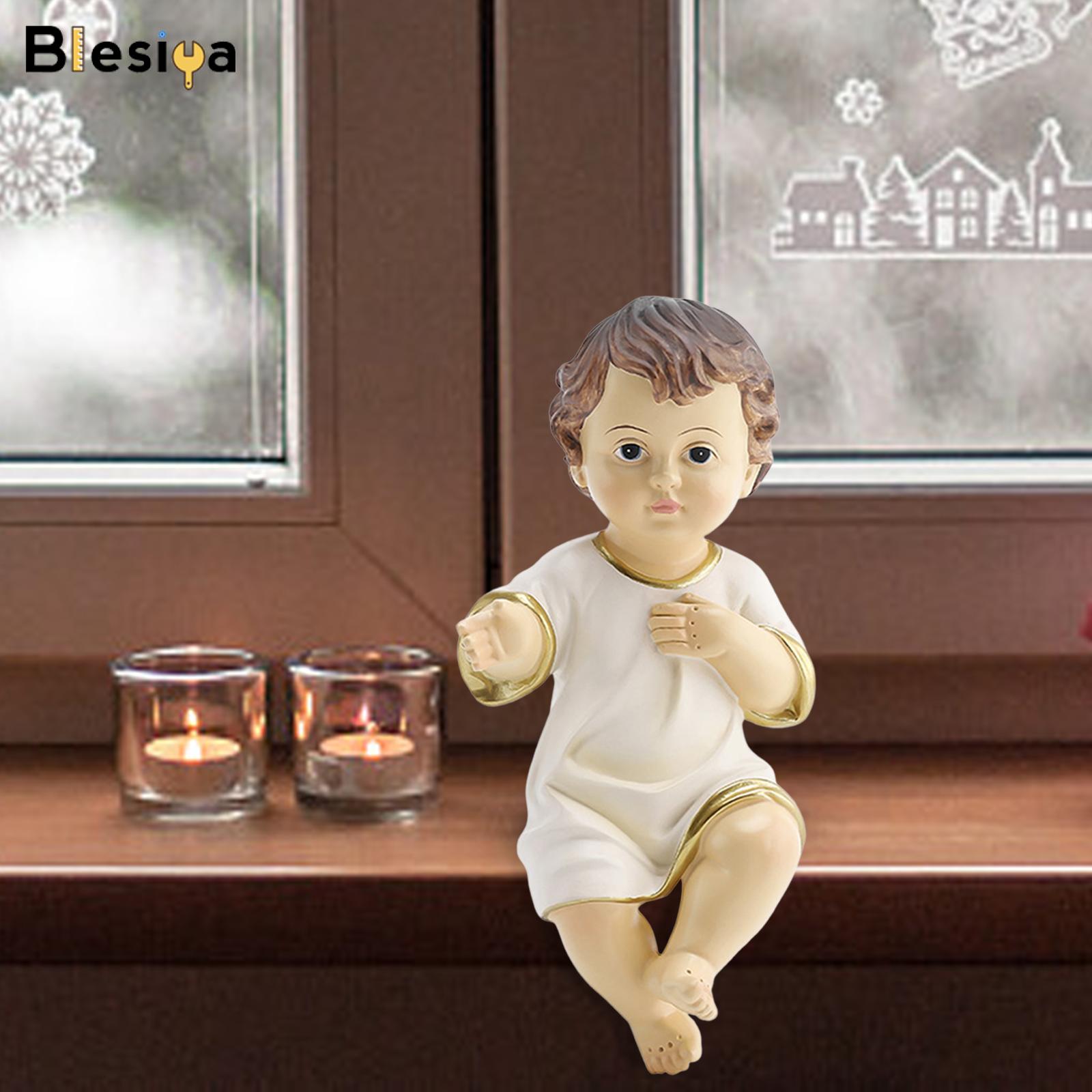 Blesiya Jesus Baby Figurine Christmas Ornament Religious Jesus Statue for Desk Decor