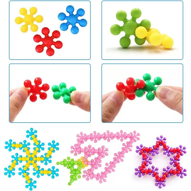 Kids Plum Blossom Building Blocks Toy 3D Snowflake Bricks Game DIY Educational Learning Building Model Assembly Toy for Children