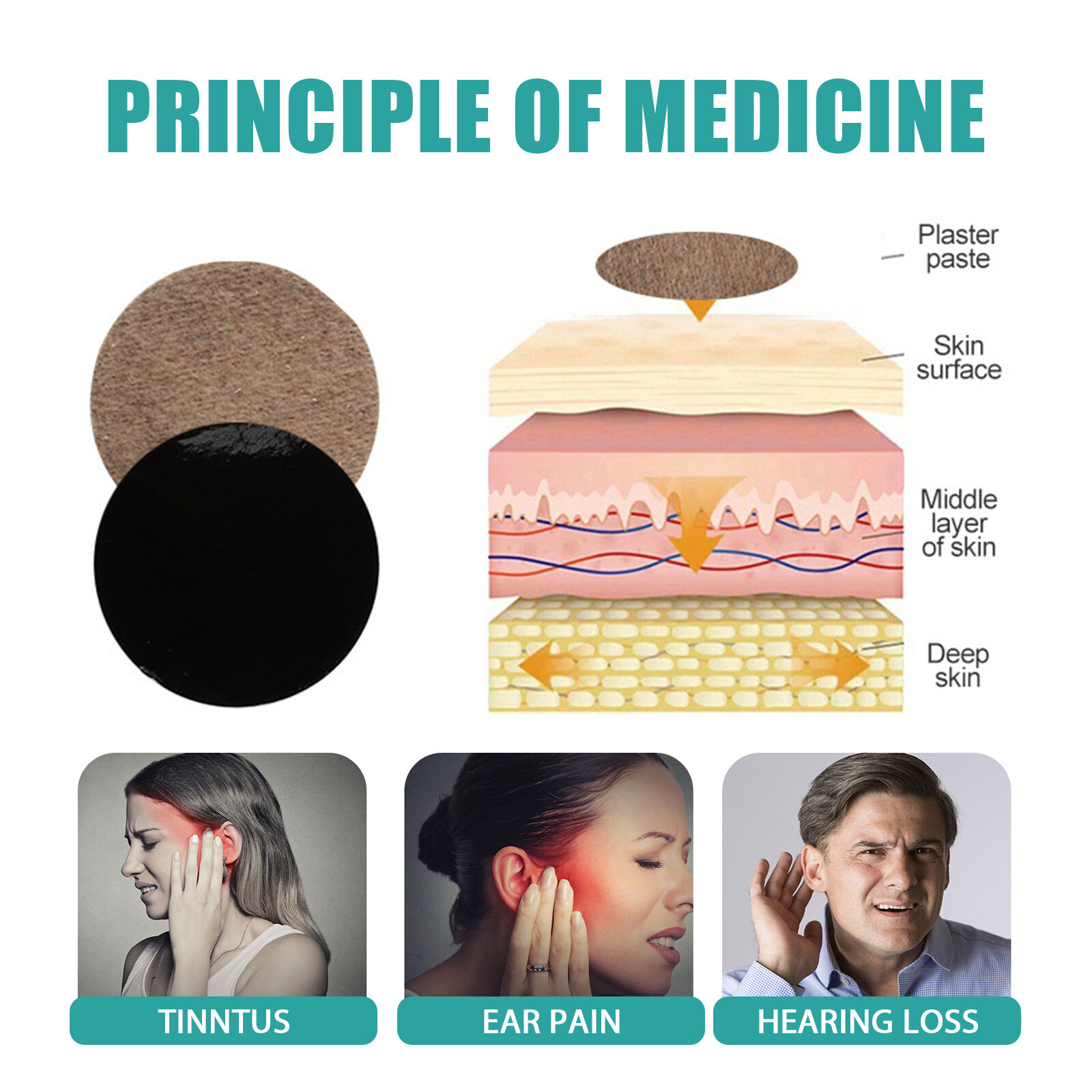 Eelhoe Ear Ringing Patch Natural Ringing Buzzing Relief Patch Ear Tinnitus Patch Health Care For Ear Pain Ear Ringing Relieving Patch Hearing Loss Natural Herbal Patch Protect (12pcs/box)