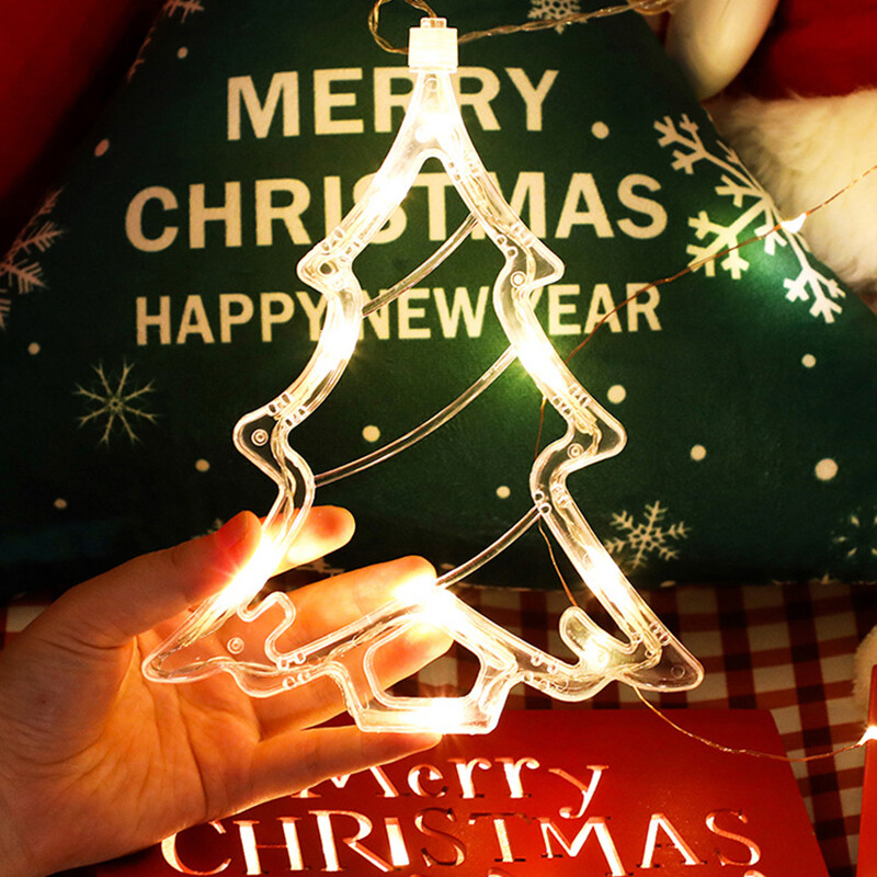 【Lightingeverthing】Christmas Led String Ánh Sáng, Đèn Chùm Cốc Hút Cửa Sổ Chạy Bằng Pin, Đèn Trang Trí Tiệc Giáng Sinh Sáng Tạo Chuỗi Cảnh Đèn Bố Trí
