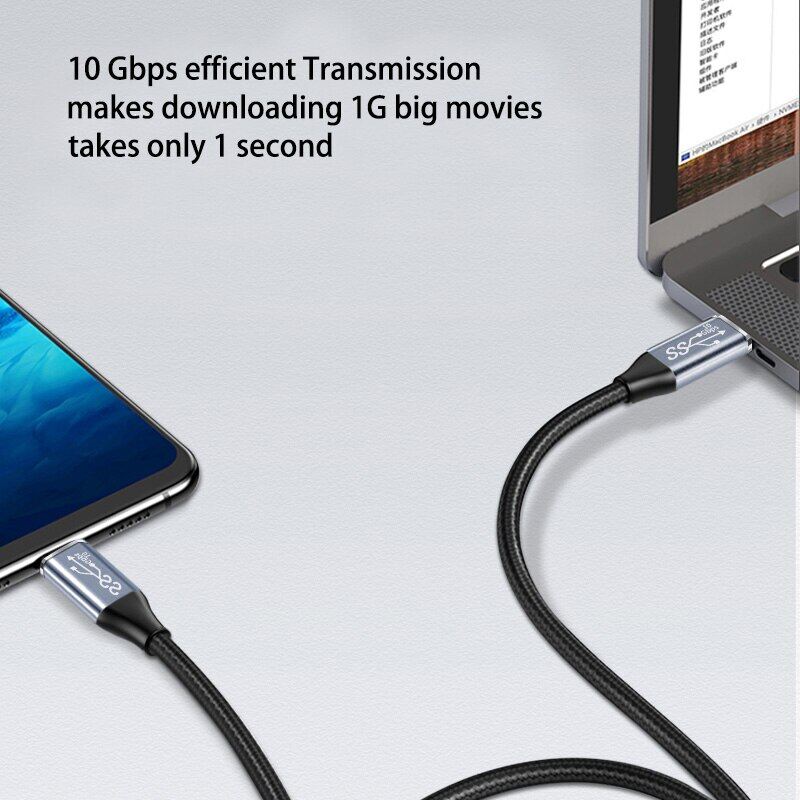 Cáp USB C 100W 5A Bộ Chuyển Đổi Cáp Dữ Liệu Type C Sạc Nhanh USB 3.1 Gen 2 10Gbps Cho Máy Tính Xách Tay Máy Tính Xách Tay Mackb-ook