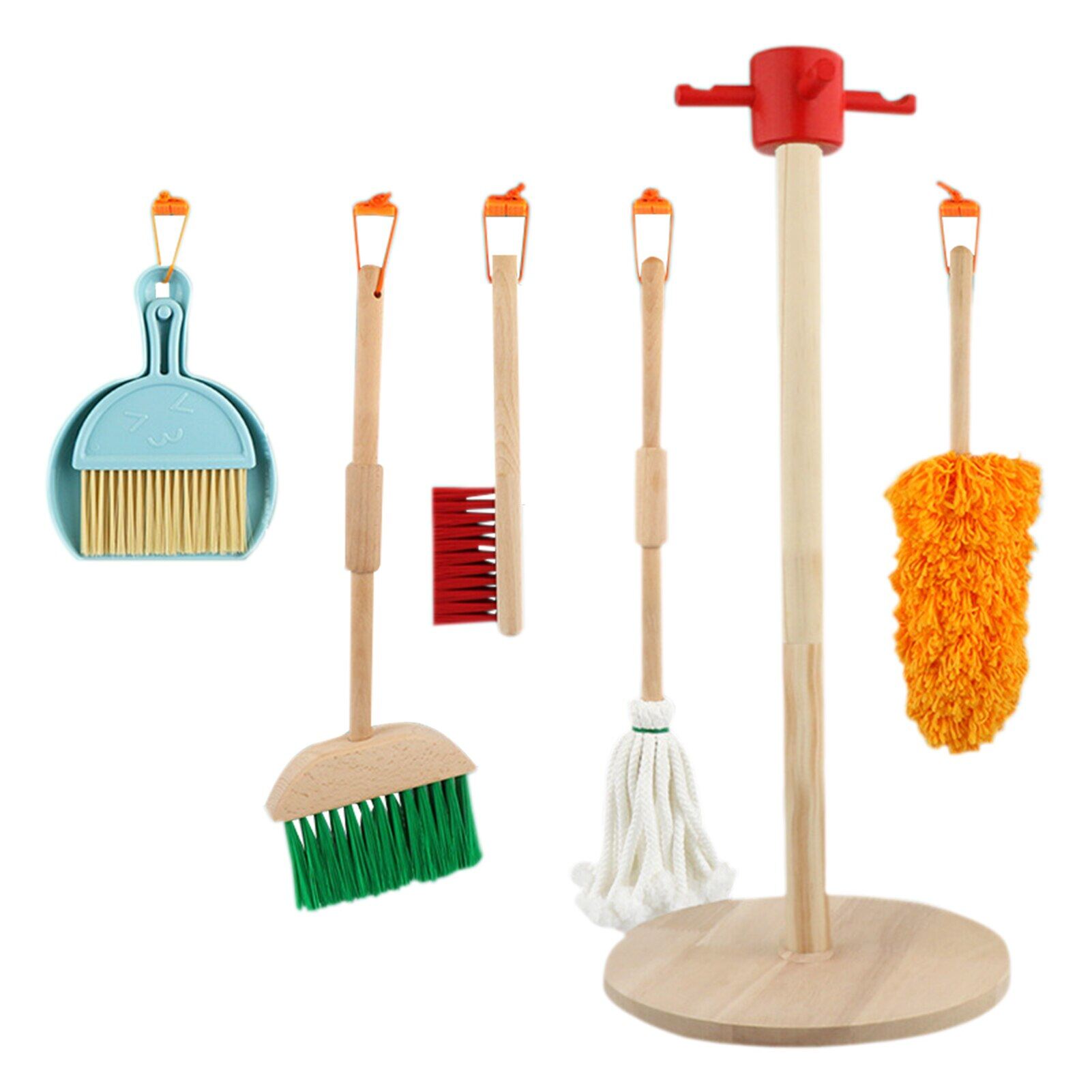 Wooden House Cleaning Kit Simulation Broom Mop Pretend Play Cleaning Toy Set Gift For Children Boys Girls #HY