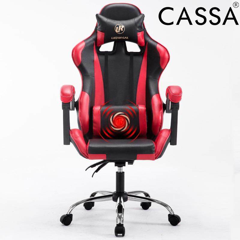Cassa Back Ergonomic Racing Style Adjustable Gaming Executive Office Chair Black Red Without Leg Rest With Colour Handle