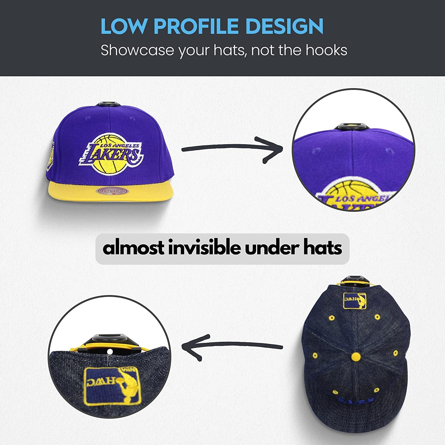 Adhesive Hat Hooks For Wall - Hat Rack For Baseball Caps, Minimalist Hat Display, Strong Hold Hat Hangers For Wall