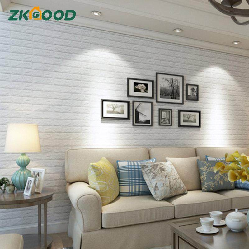 Zkgood DIY Tự Dính 3D Dán Tường Trang Trí Phòng Ngủ Xốp Giấy Dán Tường Gạch Phòng Khách Miếng Dán