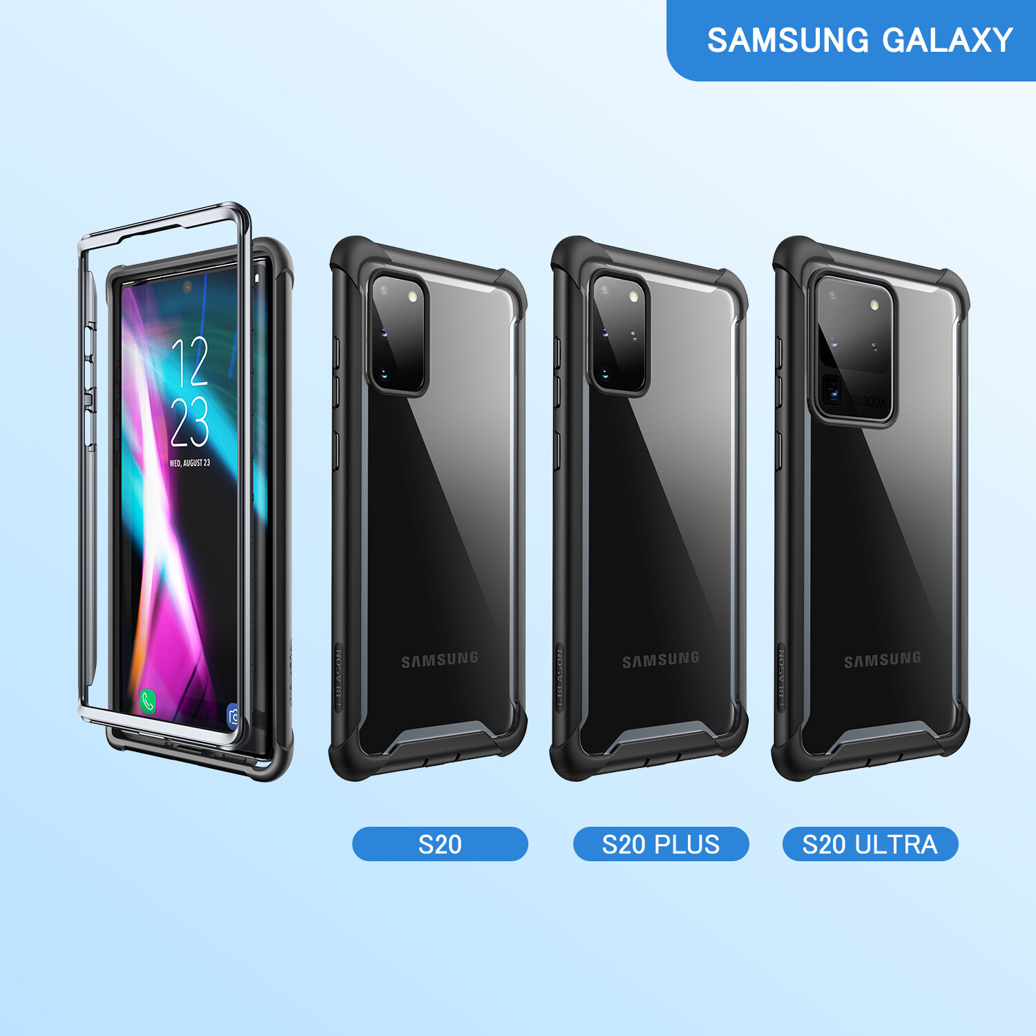 2020 Release Black Full-Body Rugged Shockproof Durable Bumper Case for Galaxy S20 Ultra 6.9 inch i-Blason Ares Series for Samsung Galaxy S20 Ultra // S20 Ultra 5g Case, Built-in Screen Protector