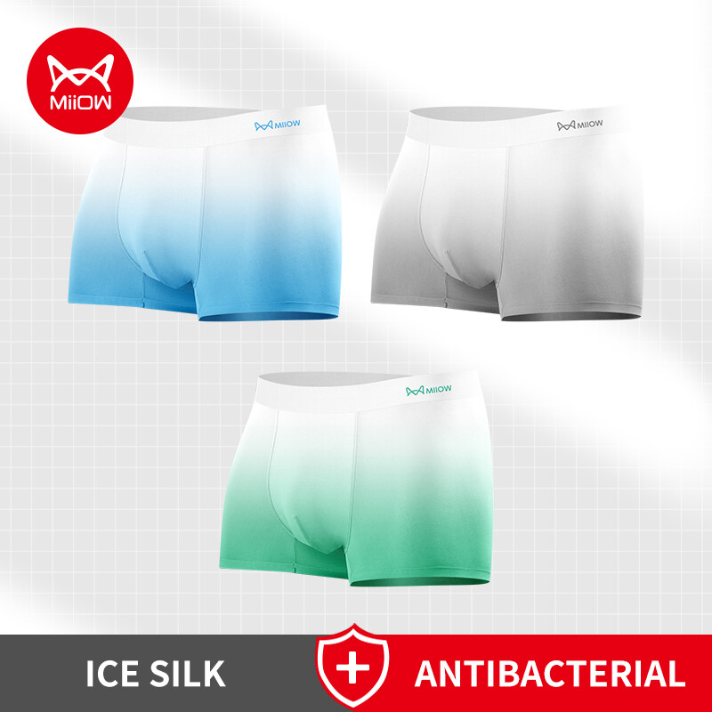 Miiow bộ 3 thoáng khí quần lót boxer nam in hình boxer quần lót nam quần lót không đường may m1113