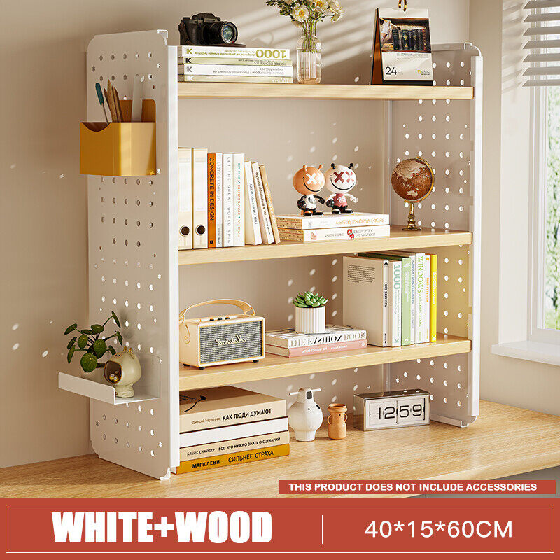 QUANU Desktop Bookshelf Multipurpose Storage Rack Desk Hole Board Home ...
