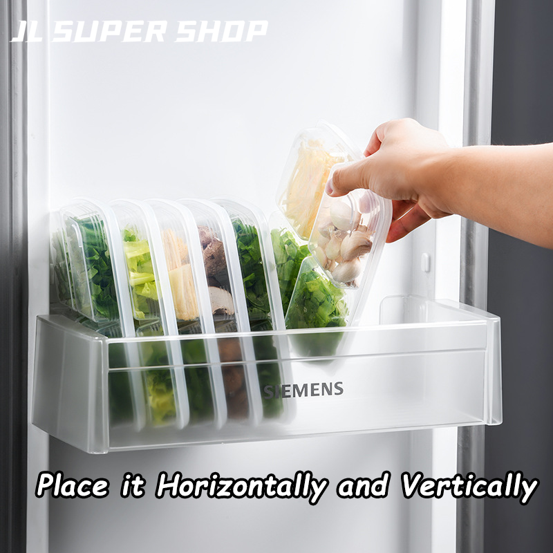 JustLiving Hộp Sắp Xếp Tủ Lạnh 4 Ngăn Trong Suốt Hộp Đựng Có Nắp Hộp Đựng Bảo Quản Giữ Tươi Cho Tủ Lạnh Có Thể Xếp Chồng Bằng PP Cấp Thực Phẩm Hộp Phục Vụ Hành Gừng Và Tỏi Đĩa Thịt Đông Lạnh
