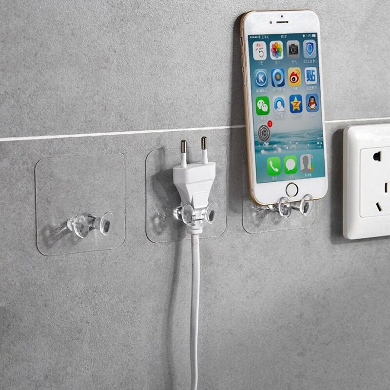10 Cái Móc Cắm Chắc Chắn Trong Suốt Móc Dán Nhựa Trong Suốt Đa Năng Dính, Ues Cho Nhà Bếp Phòng Tắm Văn Phòng