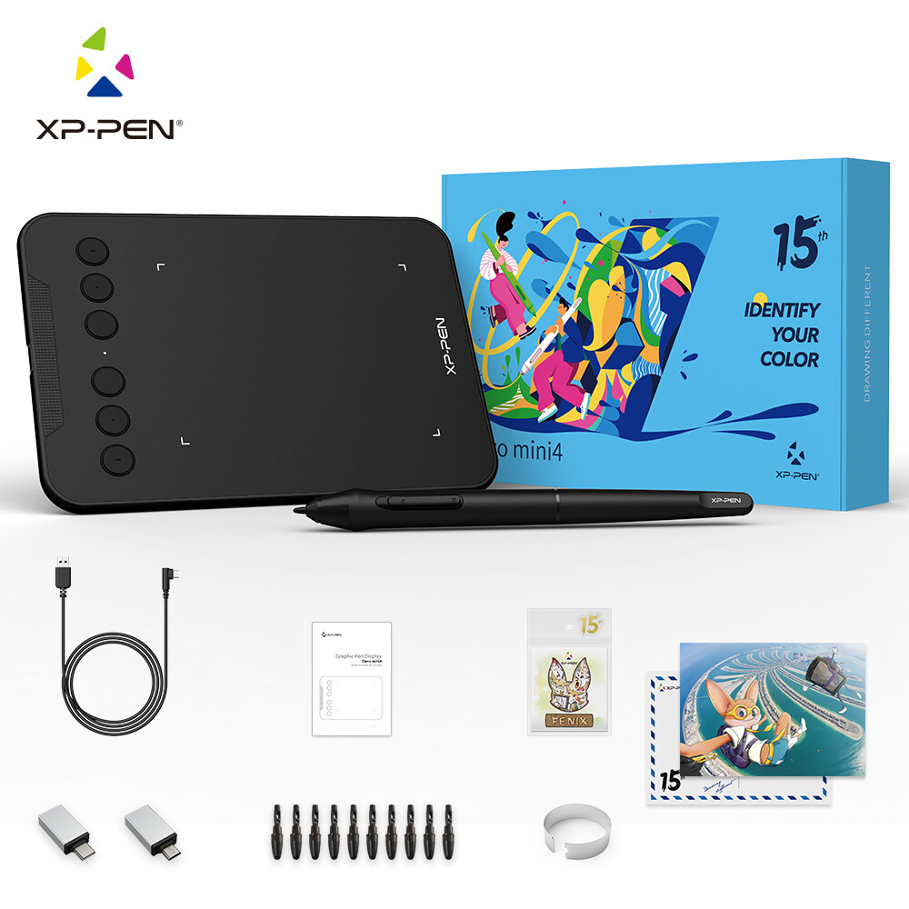 XP-PEN Deco Mini4 ANNIVERSARY Editionพิเศษโปสการ์ดและFenixหีบห่อสติกเกอร์ 4 นิ้วMINIแท็บเล็ตวาดรูปสำหรับโทรศัพท์AndroidและAndroid iPadแท็บเล็ตวาดรูปสำหรับPCแท็บเล็ตวาดรูปความดัน 8192 ระดับP05Dแบตเตอรี่-ปากกาอิสระปากกาแท็บเล็ตสำหรับOsu!การเล่นเกม