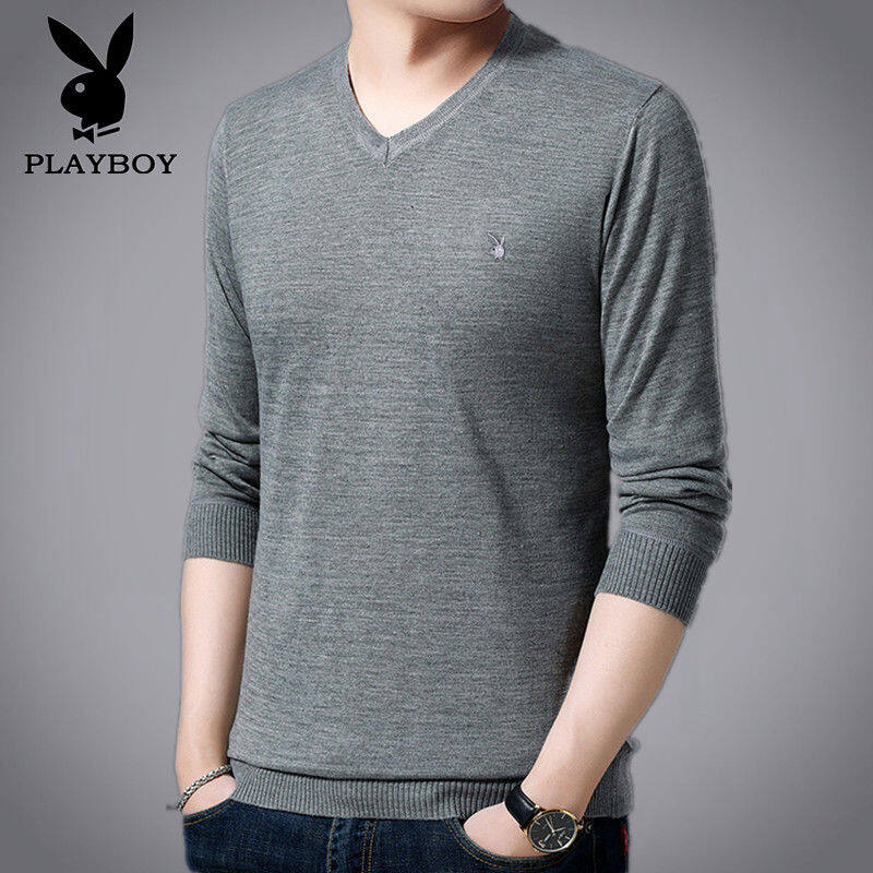 Mens Casual T Shirts Solid Sweaters V 