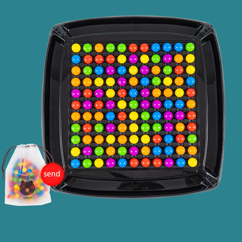 DENOSWIM Puzzle Magic Chess Board Games Colorful Ball Interactive Set Educational Early Learn Children Clip Ball Toddler Toys Free Storage Bag