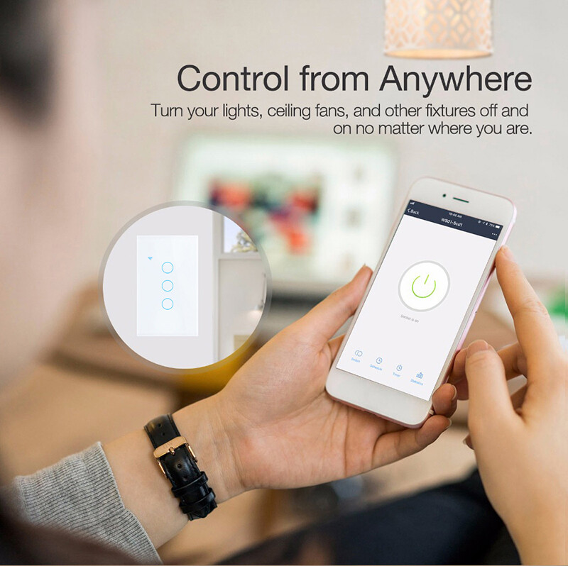 [Buyitmore/Sẵn Sàng] Công Tắc Cảm Ứng Thông Minh WiFi 1/2/3/4 Gang TUYA Công Tắc Thông Minh Nút Gắn Tường Đèn Gia Dụng Hoa Kỳ Dây Trung Tính Cần Làm Việc Với Trợ Lý Alexa Goo-Gle