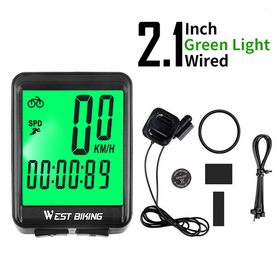 WEST BIKING Waterproof Bicycle Computer Wireless Wired MTB Bike Cycling Odometer Stopwatch Speedometer Watch LED Digital Rate IC321 Bicycle Accessories