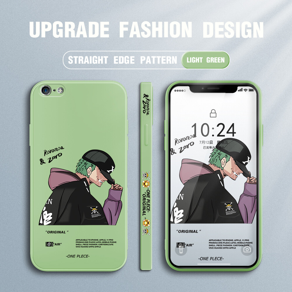 Hontinga Casing Case For iphone 5 5s SE 2016 Case Cartoon Anime Roronoa Zoro Case Square Original Liquid Soft Silicone Edge Pattern Case Full Cover Camera Protection Cases Back Phone Casing Softcase For Boys