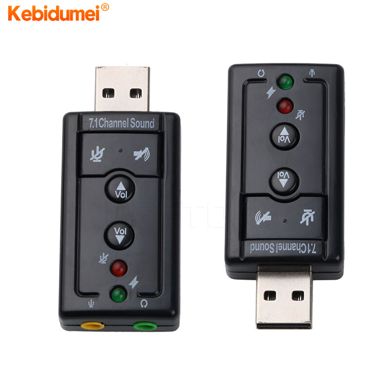 Kebidumei 7.1 USB To 3.5mm Jack Headphone Audio Adapter USB Sound Card for Laptop Computer Android Linux