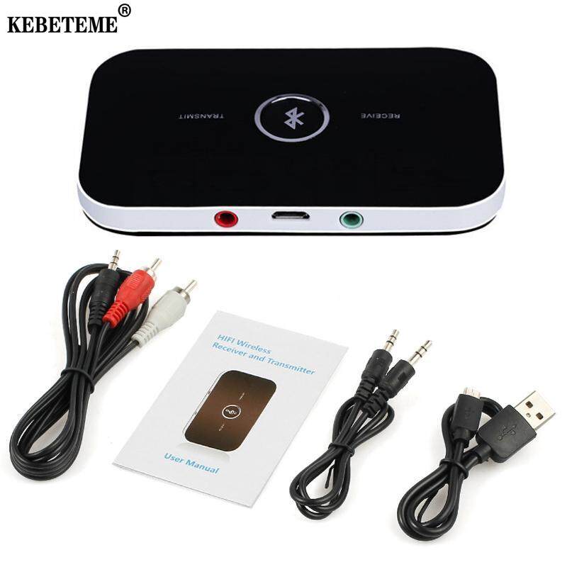 KEBETEME 2 In 1ตัวรับส่งสัญญาณเสียงบลูทูธไร้สาย,อะแดปเตอร์แปลงเสียงสเตอริโอ Hi-Fi แบบแฮนด์ฟรี Aux 3.5มม. สำหรับรถยนต์บ้าน DVD พีซีลำโพงหูฟัง MP3 MP4