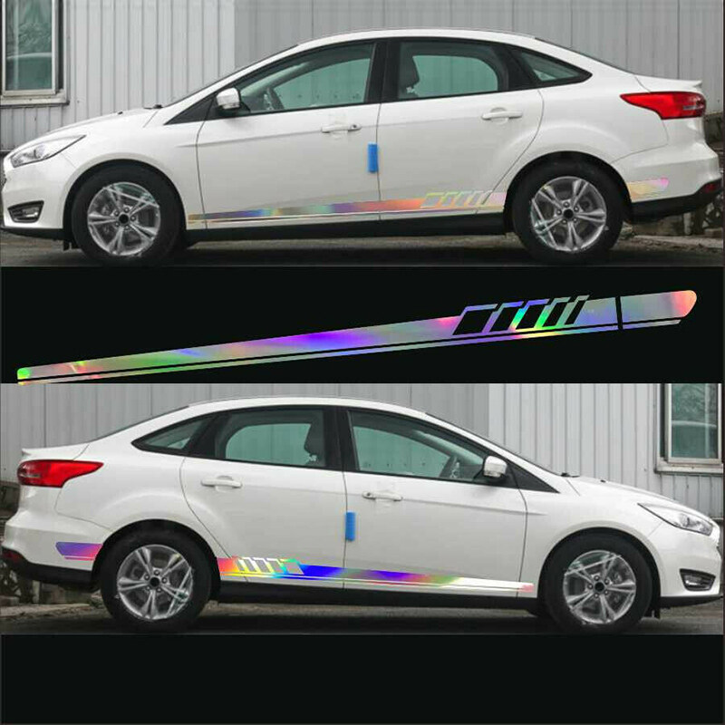 Both Side Vinyl Long Stripe Decal Sticker 2pcs Pack Reflective Car Body-Reliable