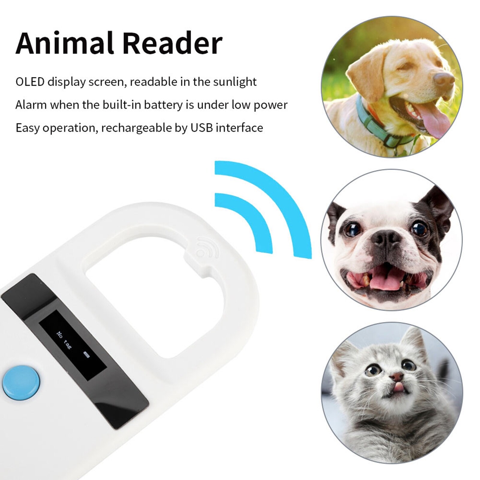 [FIRLAR] Rechargeable Animal Chip ID Scanner Microchip Scanner Pet Tag Scanner