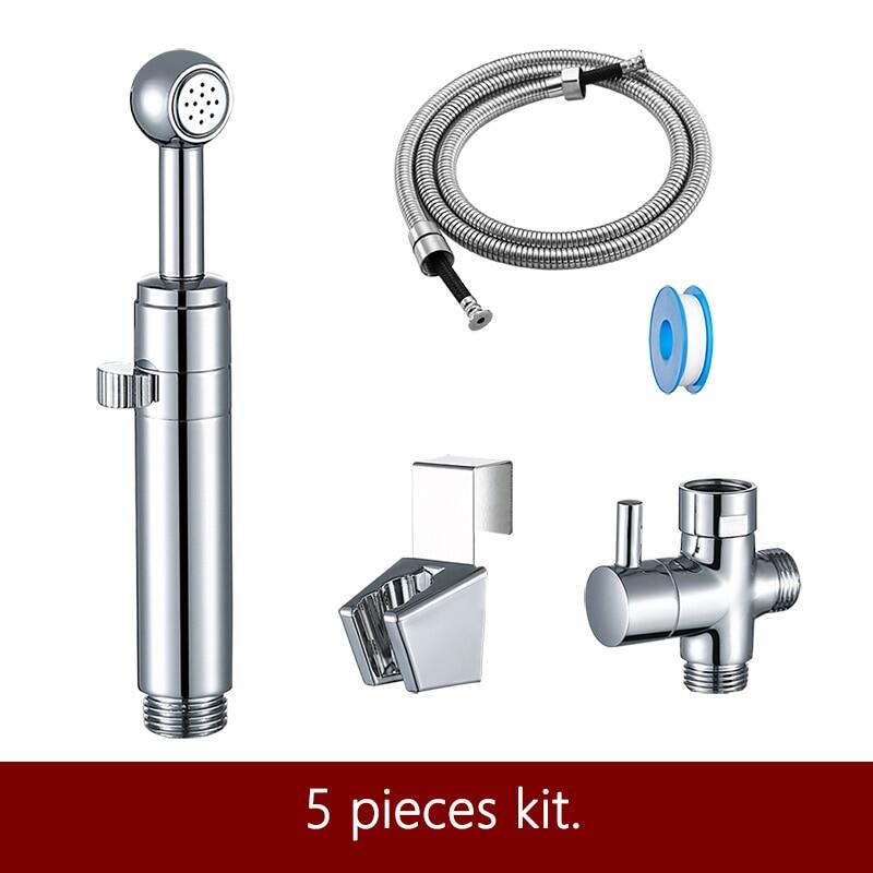 Flow Adjustable Handheld Toilet Bidet Sprayer Kit. Chrome Plated