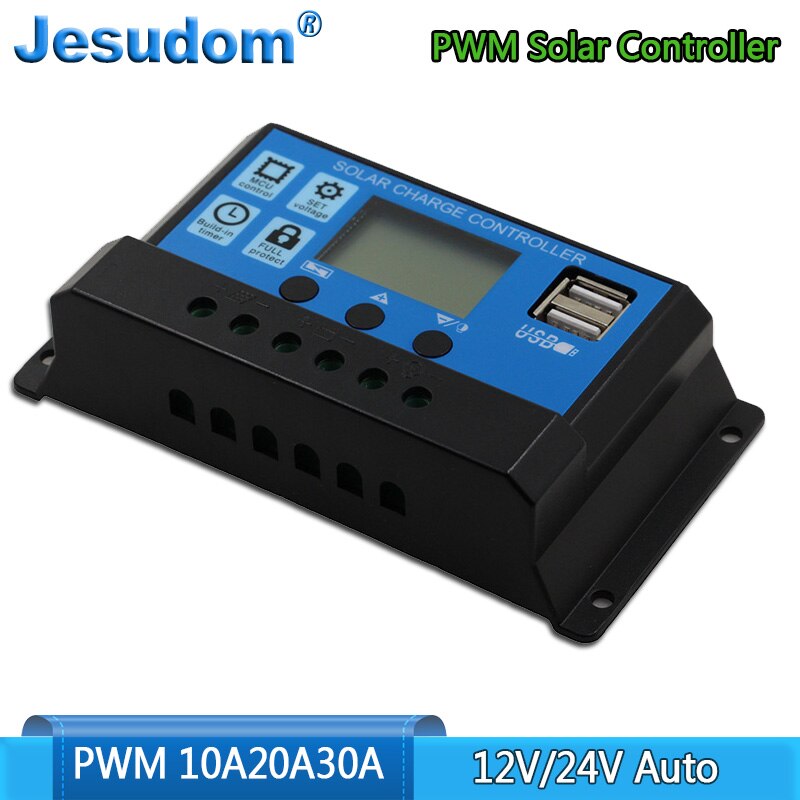Bộ Điều Khiển Năng Lượng Mặt Trời PWM LCD 30A 20A 10A 12V/24V Đèn Điều Chỉnh Bộ Sạc Tấm Pin PV 100W 200W 300W 400W 500W
