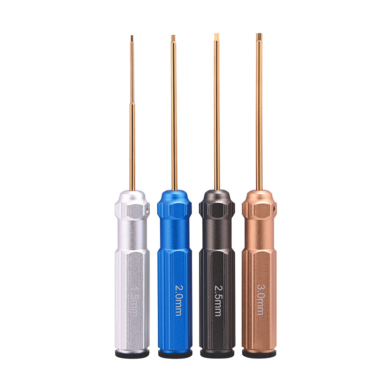4Pcs/set Titanium Plating 1.5mm 2mm 2.5mm 3mm Hexagon Screwdriver Screw Driver Tool Kit for RC Model Car Boat Airplane