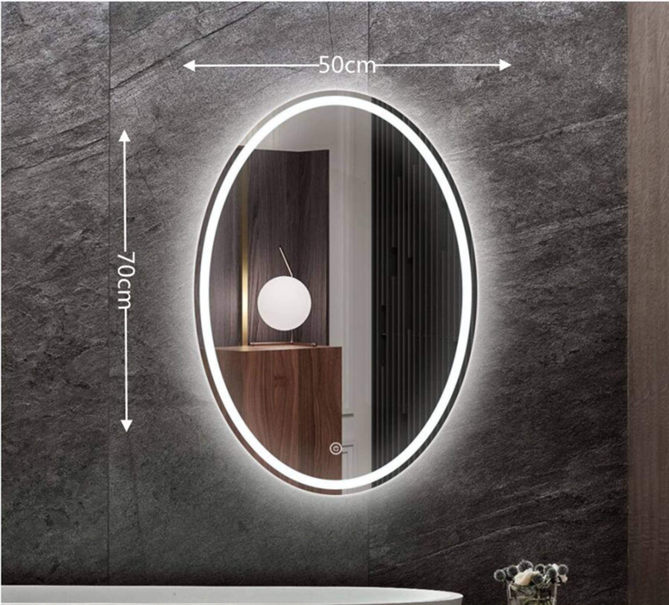 Bathroom led mirror oval smart makeup mirror bathroom bedroom dresser