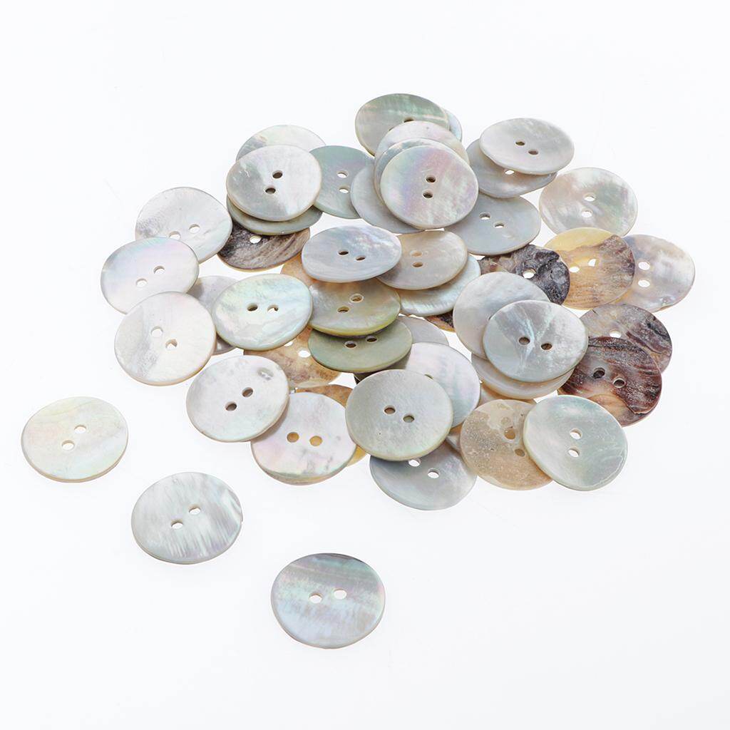 Baoblaze 50 Pieces Shell Button 2 Holes Sewing Button for Clothing Sweater