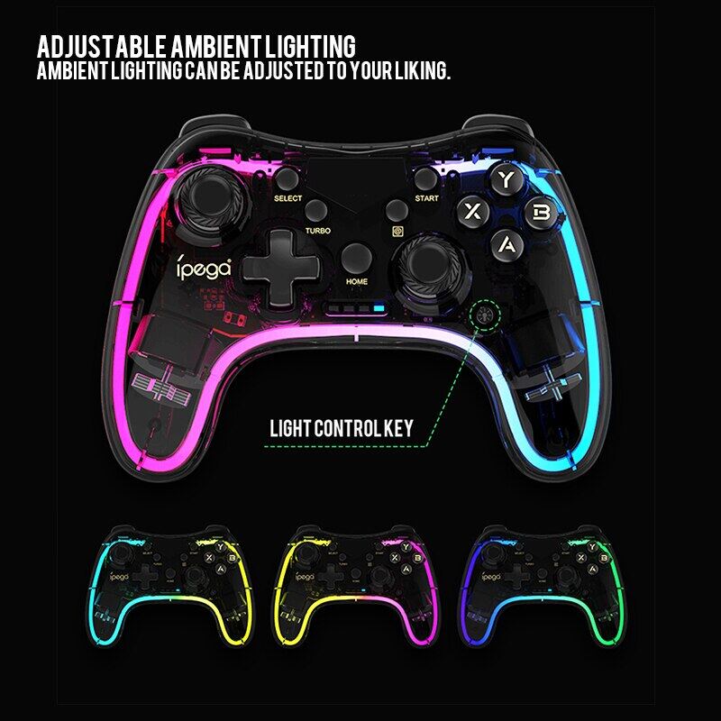 IPEGA Bộ Điều Khiển Trò Chơi Bluetooth PG-9228 Tay Cầm Chơi Game Trong Suốt Nhiều Màu RGB Cho Nintendo Switch Trò Chơi MFi Điện Thoại Thông Minh IOS Android