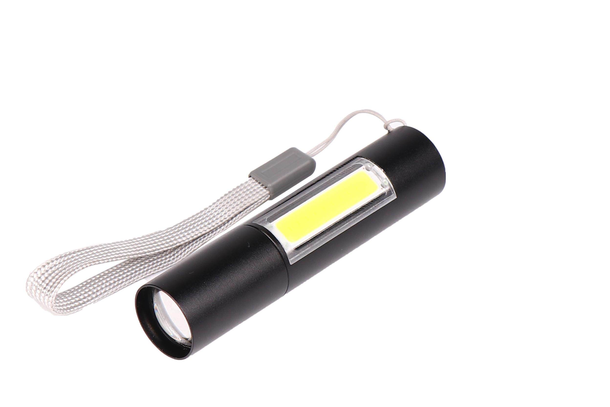 Đèn Pin Sạc LED XPE + COB USB Mini Có Dây Treo