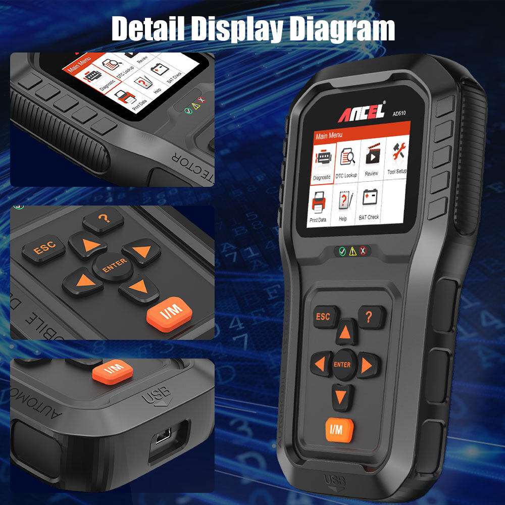 ANCEL AD510 PRO OBD2 Scanner Check Engine Clean Fault DTC Code Reader Battery Voltage Display