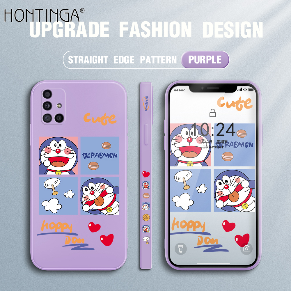 Hontinga Casing Case For Samsung Galaxy A71 Case Cartoon Anime Doraemon Square Original Liquid Soft Silicone Edge Pattern Case Full Cover Camera Protection Cases Back Cover Phone Casing Softcase For Girls