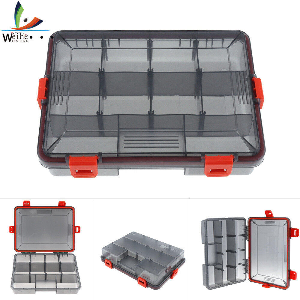 Weihe Waterproof Seal Fishing Tackle Box 11 Compartments 4 Lock Storage Case for Fishing Hook Swivel Ring Lures Accessories